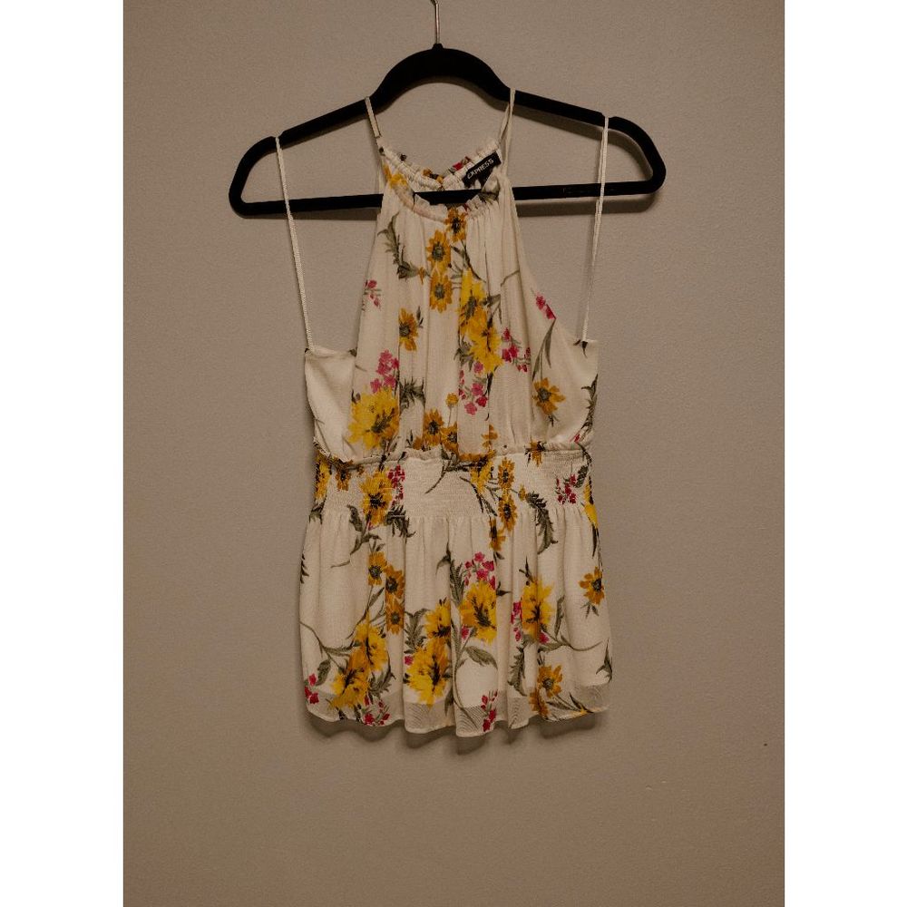 Express Floral Halter Top Peplum Blouse - Size M